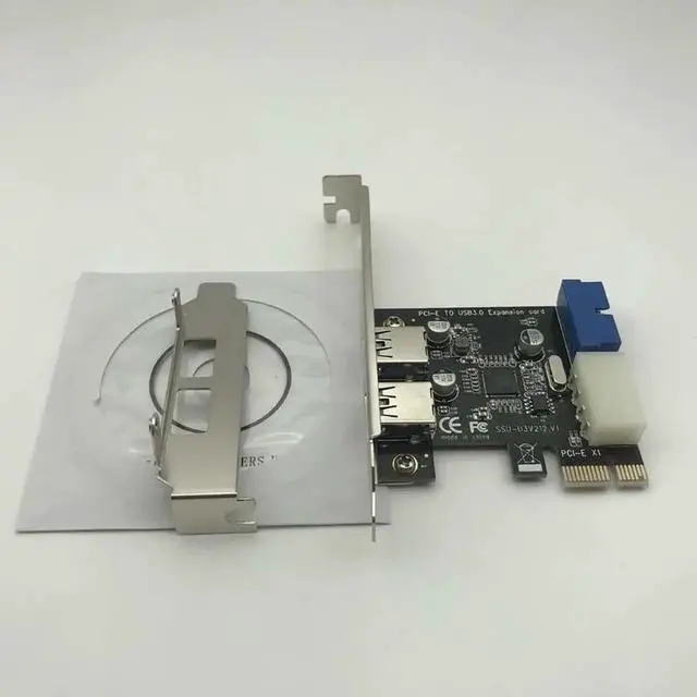 Alt view image 3 of 6 - 5Gbps USB 3.0 PCI E Expansion Card Adapter External 2 Port USB3.0 Hub Internal 19pin Header PCI E Card 4pin IDE Power Connector