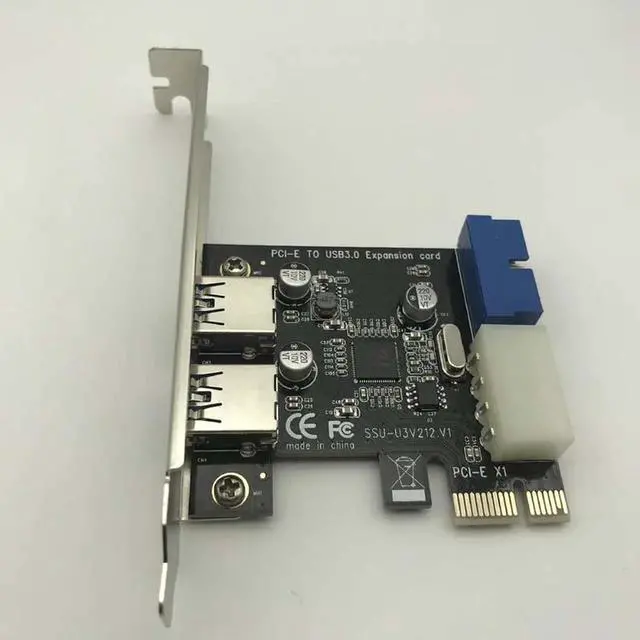 Alt view image 5 of 6 - 5Gbps USB 3.0 PCI E Expansion Card Adapter External 2 Port USB3.0 Hub Internal 19pin Header PCI E Card 4pin IDE Power Connector