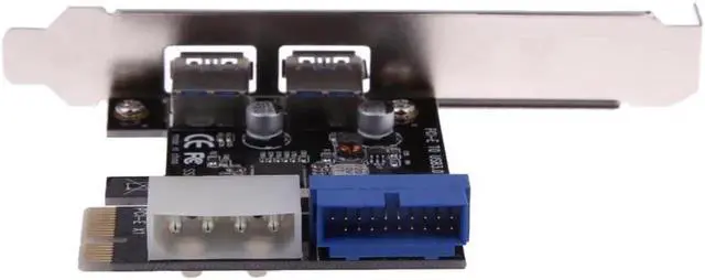 Alt view image 6 of 6 - USB 3.0 PCI-E Expansion Card External 2 Port USB3.0 + Internal 19pin Header PCI E Card 4pin IDE Power Connector for PC