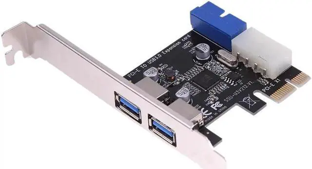 Alt view image 2 of 6 - USB 3.0 PCI-E Expansion Card External 2 Port USB3.0 + Internal 19pin Header PCI E Card 4pin IDE Power Connector for PC