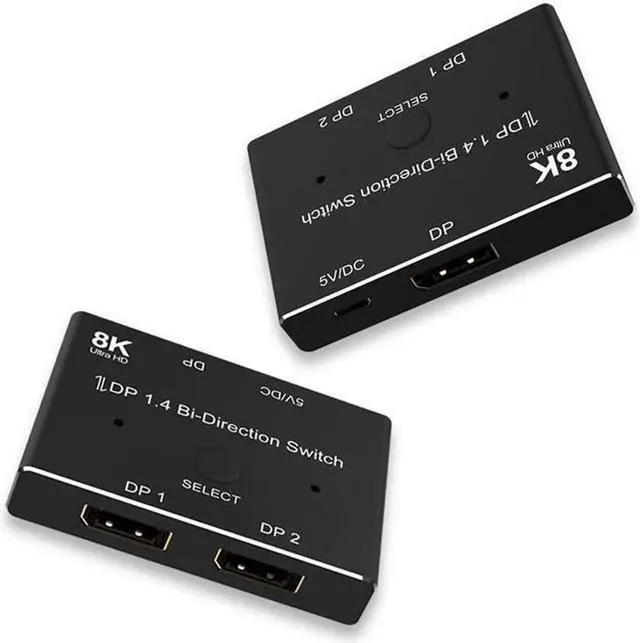 Alt view image 3 of 7 - 8K DisplayPort Switch Bidirectional DP 1.4 KVM Splitter 2 in 1 Out - Supports 8K 4K 1080P HD, Manual DP Switcher for PC Host Monitor etc