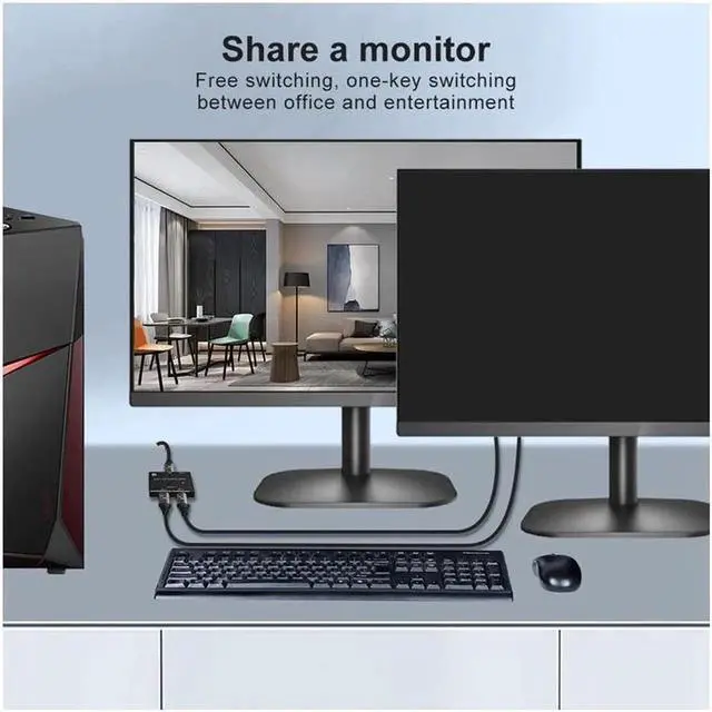 Alt view image 6 of 7 - 8K DisplayPort Switch Bidirectional DP 1.4 KVM Splitter 2 in 1 Out - Supports 8K 4K 1080P HD, Manual DP Switcher for PC Host Monitor etc