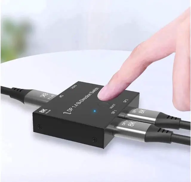 Alt view image 7 of 7 - 8K DisplayPort Switch Bidirectional DP 1.4 KVM Splitter 2 in 1 Out - Supports 8K 4K 1080P HD, Manual DP Switcher for PC Host Monitor etc