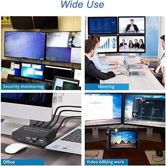 Alt view image 5 of 6 - KVM Switch 2 Port Box Share 2 PCs with One Monitor 4K@30Hz with USB2.0 Support Keyboard and Mouse Connections