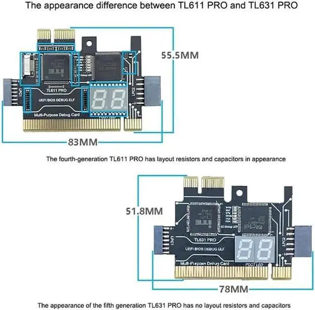 Alt view image 5 of 5 - TL631 Pro Multifunction Desktop Laptop LPC-DEBUG Post Card PCI PCI-E Mini PCI-E Motherboard Diagnostic Analyzer Tester