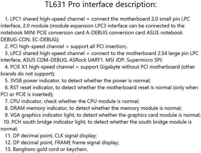 Alt view image 3 of 5 - TL631 Pro Multifunction Desktop Laptop LPC-DEBUG Post Card PCI PCI-E Mini PCI-E Motherboard Diagnostic Analyzer Tester