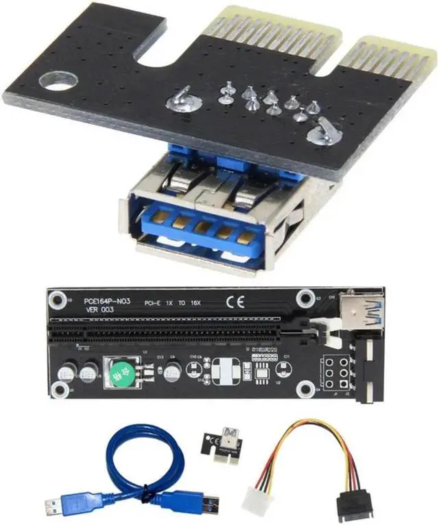 Main image of High Speed Black PCI-E 1X To 16X 4Pin SATA Miner Motherboard PCI Express Expansion Card Extended Line for ETC BTC