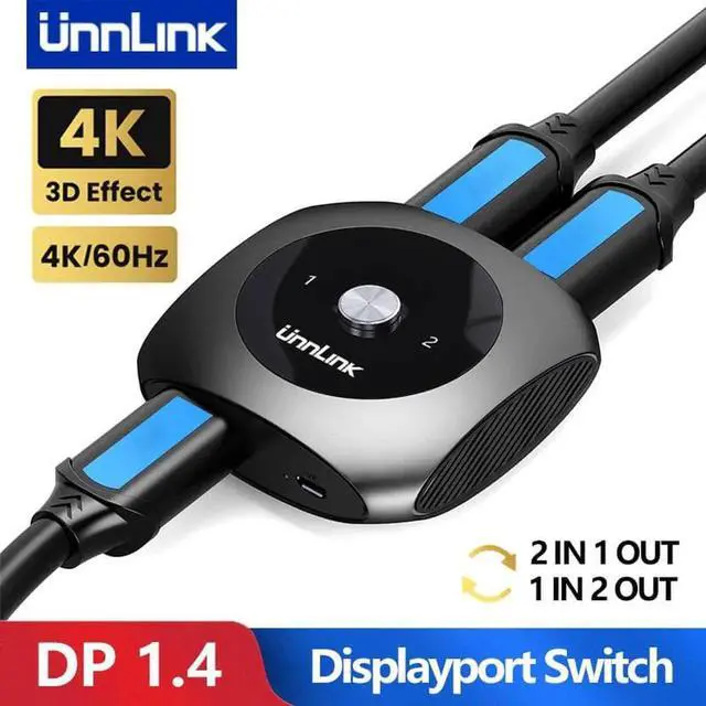 Main image of Displayport Switch DP Splitter DP Bi-Directional Switcher 2X1/1X2 8K 60Hz 4K 120Hz for Monitor Computer TV Box Laptop