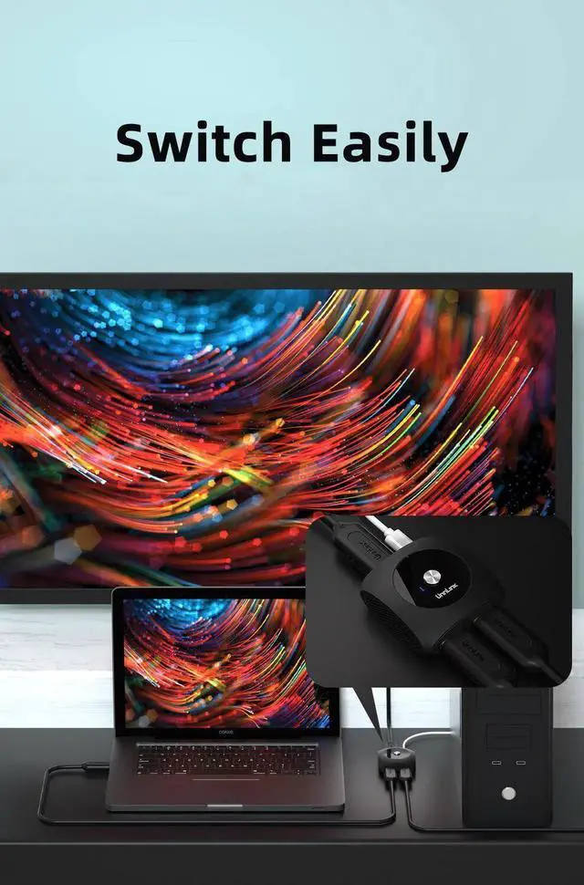 Alt view image 4 of 6 - Displayport Switch DP Splitter DP Bi-Directional Switcher 2X1/1X2 8K 60Hz 4K 120Hz for Monitor Computer TV Box Laptop