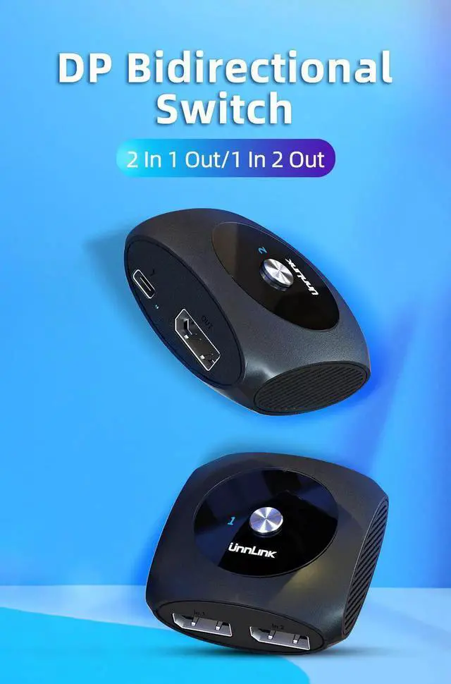 Alt view image 3 of 6 - Displayport Switch DP Splitter DP Bi-Directional Switcher 2X1/1X2 8K 60Hz 4K 120Hz for Monitor Computer TV Box Laptop