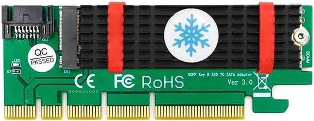Alt view image 4 of 6 - PCI Express x1 x4 x8 x16 Slot SATA Cable Heatsink NGFF M.2 B Key SATABus SSD to SATA3 Adapter Support 2230 2242 2260 2280 M2 SSD