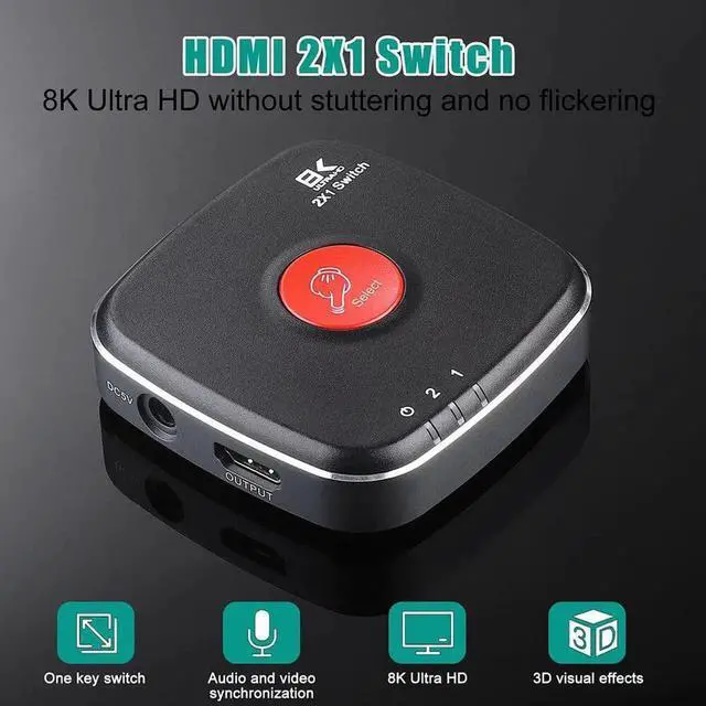 Main image of 2.1 Directional 8K HDMI Switcher supports 8K@60Hz4K@120Hz compatible PS5/PS4 Projector display Blu-ray player Xbox