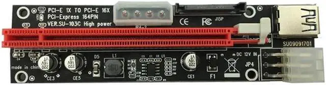 Alt view image 2 of 6 - 3 in 1 60cm USB 3.0 PCIe 1x to 16x PCI Express Extender Riser Card SATA 6pin 4pin Power Supply for Bitcoin Miner Mining BTC