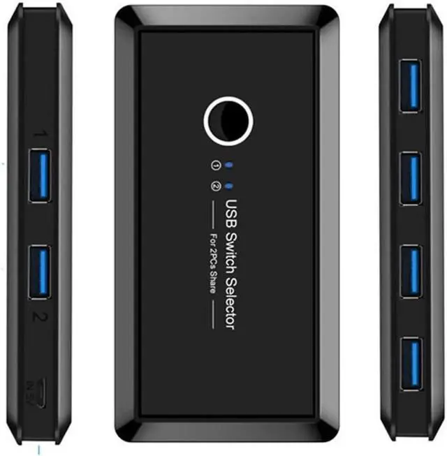 Main image of KVM USB 3.0 Switch Hub Selector 2 PCS Computer Switch Sharing 4 Devices for Keyboard Mouse Printer Card Reader U-Disk Other USB devices (USB 3.0 Version)