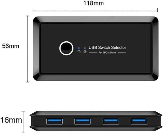 Alt view image 6 of 7 - KVM USB 3.0 Switch Hub Selector 2 PCS Computer Switch Sharing 4 Devices for Keyboard Mouse Printer Card Reader U-Disk Other USB devices (USB 3.0 Version)