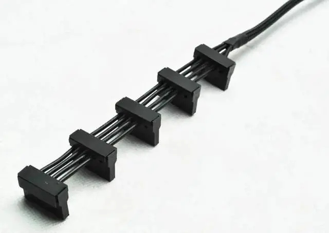 Alt view image 4 of 5 - 1 Pcs Practical Durable PC Server 4 pins IDE Molex 1 to 5 SATA Power Cable Adapter Splitter Cables 18AWG Black 40cm