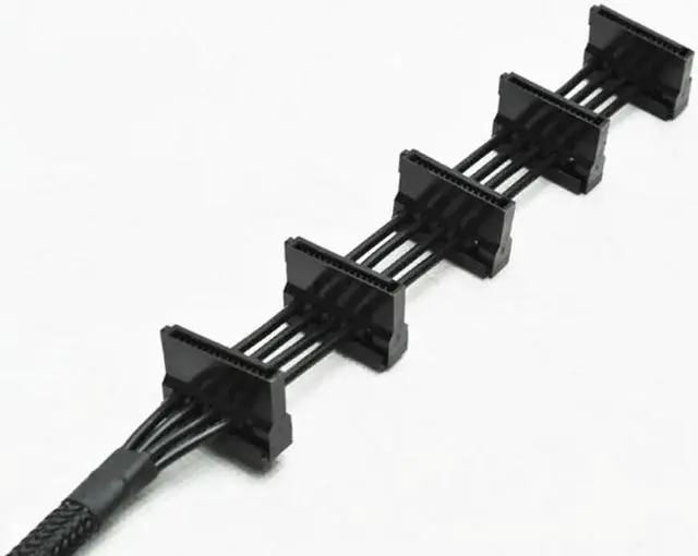Alt view image 5 of 5 - 1 Pcs Practical Durable PC Server 4 pins IDE Molex 1 to 5 SATA Power Cable Adapter Splitter Cables 18AWG Black 40cm