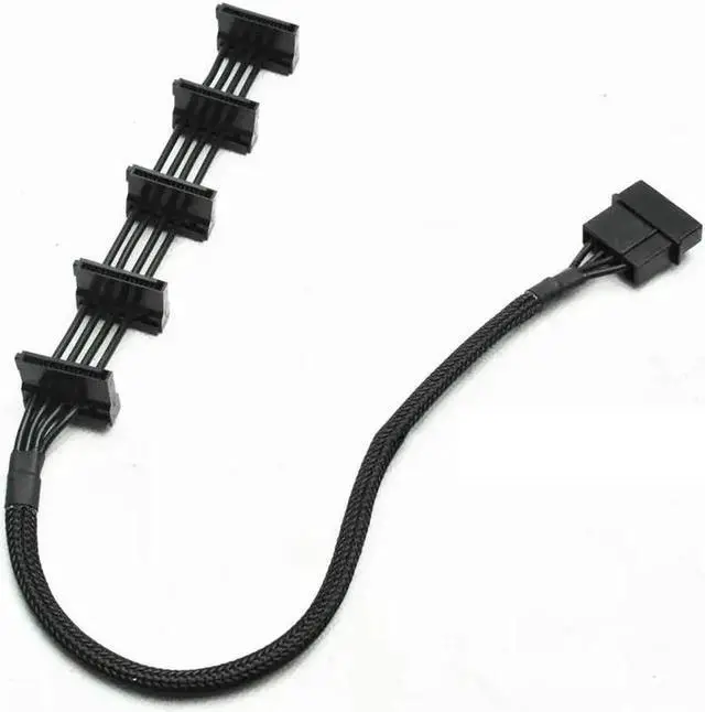 Main image of 1 Pcs Practical Durable PC Server 4 pins IDE Molex 1 to 5 SATA Power Cable Adapter Splitter Cables 18AWG Black 40cm