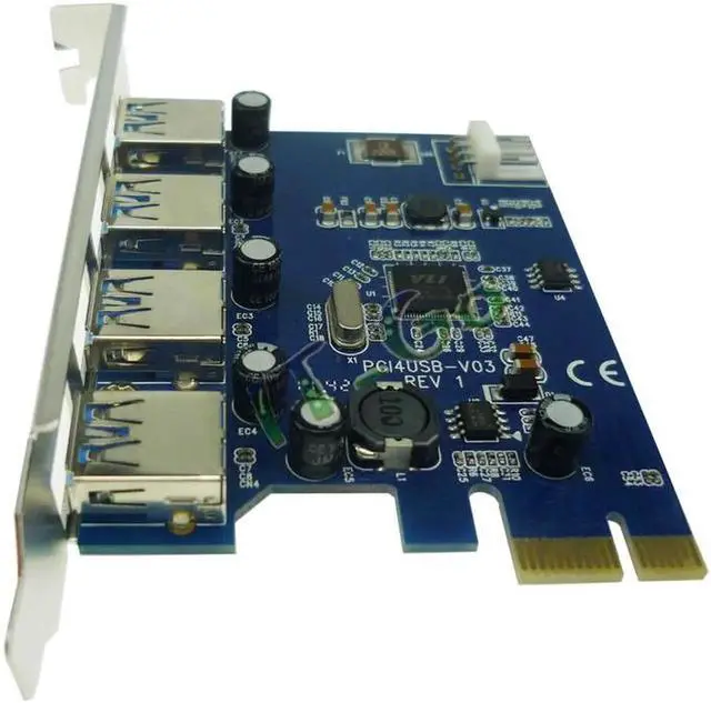 Main image of 4 Port 5Gbps Superspeed USB 3.0 PCI-E PCI Express Card SATA power Adapter for XP Vista Win7