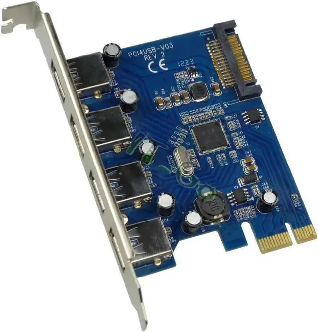 Alt view image 2 of 4 - 4 Port 5Gbps Superspeed USB 3.0 PCI-E PCI Express Card SATA power Adapter for XP Vista Win7