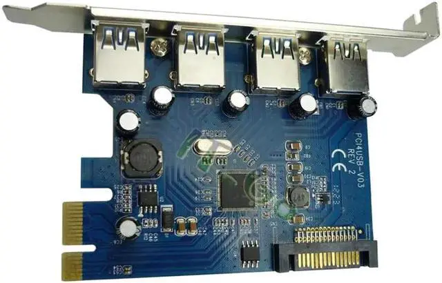 Alt view image 3 of 4 - 4 Port 5Gbps Superspeed USB 3.0 PCI-E PCI Express Card SATA power Adapter for XP Vista Win7