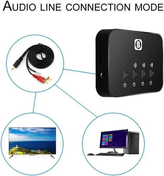 Alt view image 2 of 6 - 3-in-1 Bluetooth Transmitter Stereo Music Receiver Bluetooth 4.0 Wireless Audio Adapter For TV Home Car Stereo System Phone