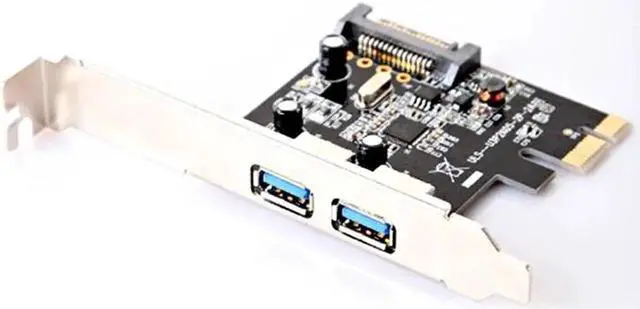 Alt view image 4 of 6 - USB 3.0 expansion card External 2 port PCI-E PCI Express 15-pin SATA power connector