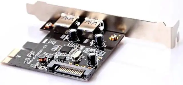 Alt view image 6 of 6 - USB 3.0 expansion card External 2 port PCI-E PCI Express 15-pin SATA power connector