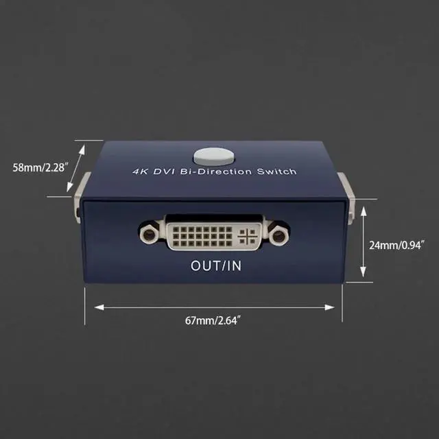 Alt view image 5 of 6 - 2 Ports DVI Manual Sharing 4K Switch 2 Monitors to 1 Device for PC Laptop DVR Projector HDTV etc