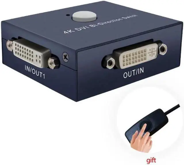 Alt view image 6 of 6 - 2 Ports DVI Manual Sharing 4K Switch 2 Monitors to 1 Device for PC Laptop DVR Projector HDTV etc