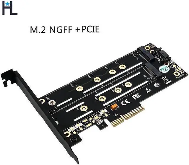 Main image of M.2 SSD to pcie 4X SATA3 Riser card pci-e adapter converter PCI Express 4x Slot M Key B Key dual interface card for Desktop
