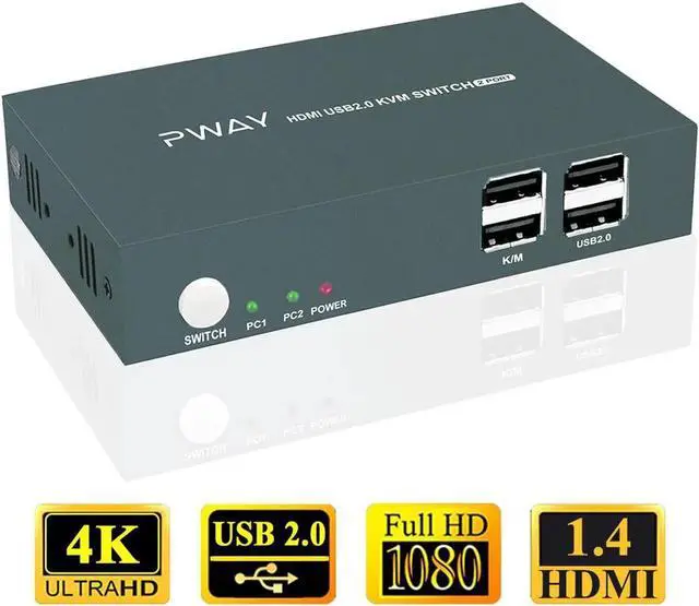 Alt view image 3 of 5 - 2 In 1 Out 4K 30Hz USB HDMI KVM Switch Box for 2 PC Sharing Keyboard USB Switch Hub Switcher Box 2 In 1 Switcher For Laptop HDTV