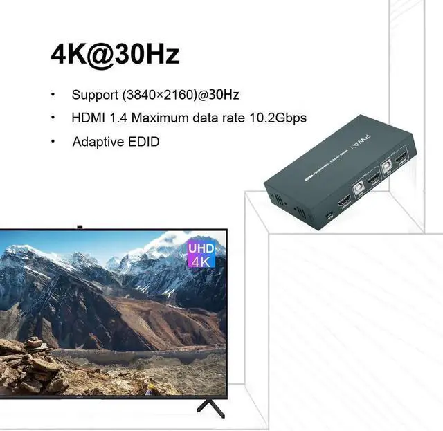 Alt view image 2 of 5 - 2 In 1 Out 4K 30Hz USB HDMI KVM Switch Box for 2 PC Sharing Keyboard USB Switch Hub Switcher Box 2 In 1 Switcher For Laptop HDTV