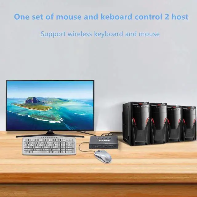 Alt view image 4 of 6 - KVM Switch HDMI 4 Port Box 4K@60Hz,MLEEDA USB and HDMI Switch for 4 Computers Share Keyboard Mouse Printer and one HD Monitor