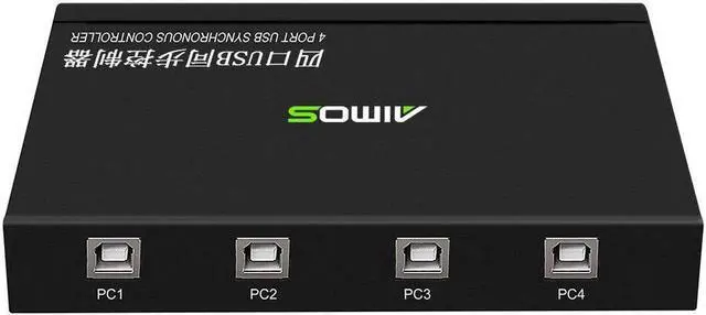 Main image of AM-KM402 4 Ports USB Synchronizer USB Keyboard Mouse Synchronous Controller Aluminum Alloy KVM Switcher Wide Compatibility