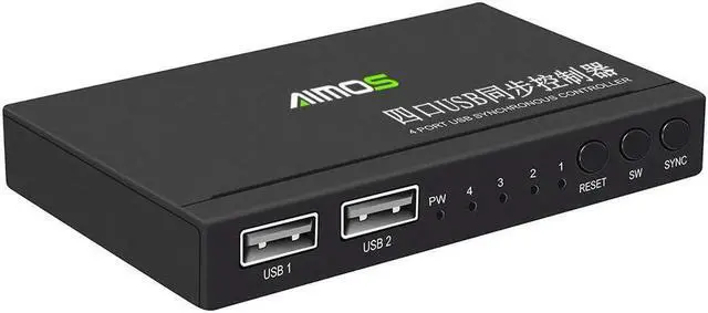 Alt view image 6 of 6 - AM-KM402 4 Ports USB Synchronizer USB Keyboard Mouse Synchronous Controller Aluminum Alloy KVM Switcher Wide Compatibility
