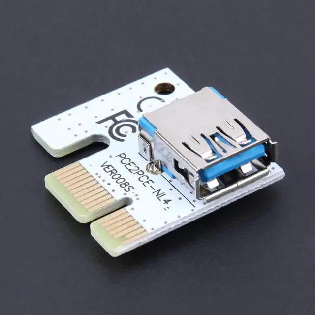 Alt view image 4 of 6 - 10PCS 60cm 008S PCI-E Riser Cards 1X 16X USB3.0 Adapter Riser Card Cable Wire for BTC Miner Mining