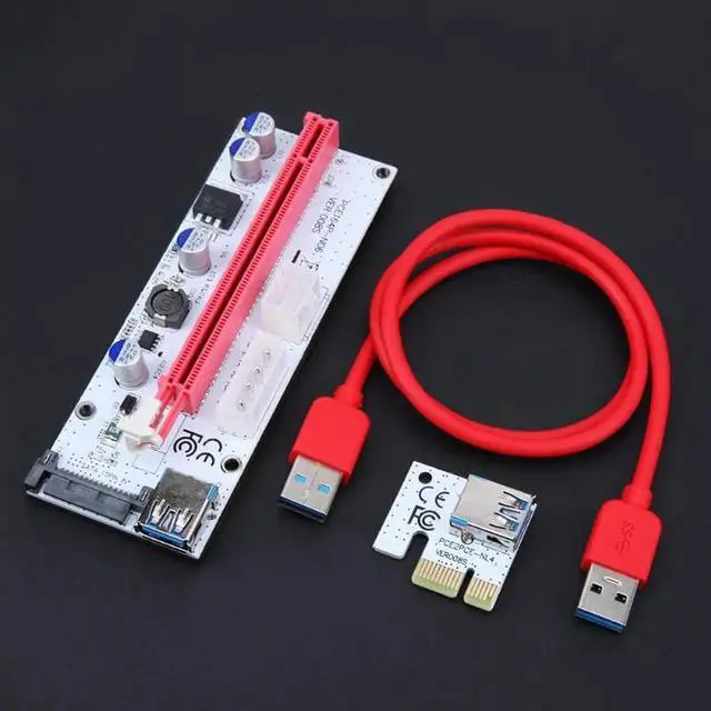 Alt view image 2 of 6 - 10PCS 60cm 008S PCI-E Riser Cards 1X 16X USB3.0 Adapter Riser Card Cable Wire for BTC Miner Mining