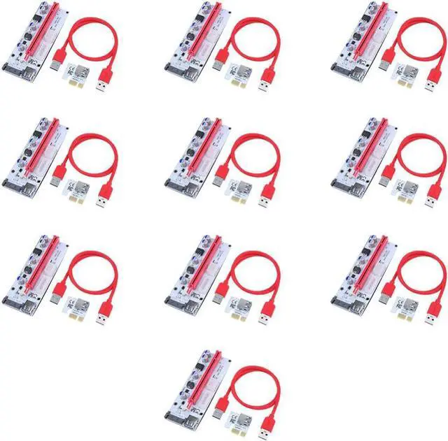 Main image of 10PCS 60cm 008S PCI-E Riser Cards 1X 16X USB3.0 Adapter Riser Card Cable Wire for BTC Miner Mining