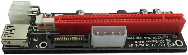 Alt view image 4 of 6 - Black Board 60cm PCI-E PCI Express Extender Riser Card 1x to 16x USB 3.0 SATA 4Pin 6Pin IDE Molex Power for Mining Bitcion Miner