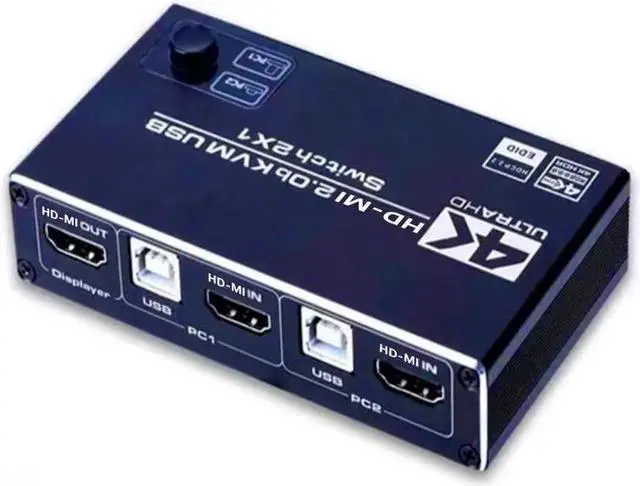 Alt view image 6 of 6 - Switch 4K@60Hz USB Switch KVM Switcher HD-MI2.0 Splitter Box for Sharing Keyboard Mouse Printer Monitoring 2 In 1 Out Switch
