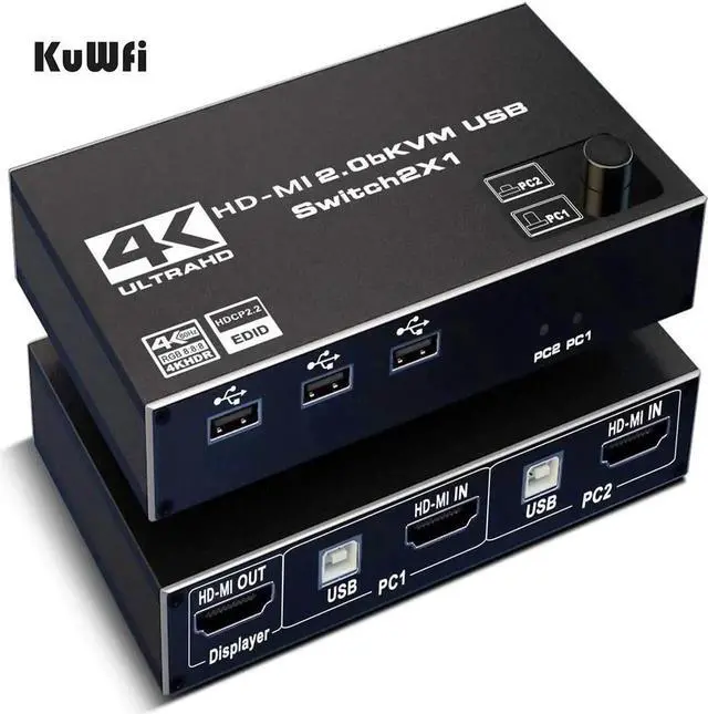 Main image of Switch 4K@60Hz USB Switch KVM Switcher HD-MI2.0 Splitter Box for Sharing Keyboard Mouse Printer Monitoring 2 In 1 Out Switch