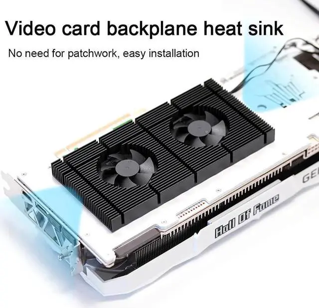 Main image of Aluminum GPU Backplane Radiator For RTX 3090 3080 3070 Series Graphics Card Backplate Memory VRAM Heatsink Cooling Fan PWM With 0.5mm Laird Tflex 600 Thermal Pad