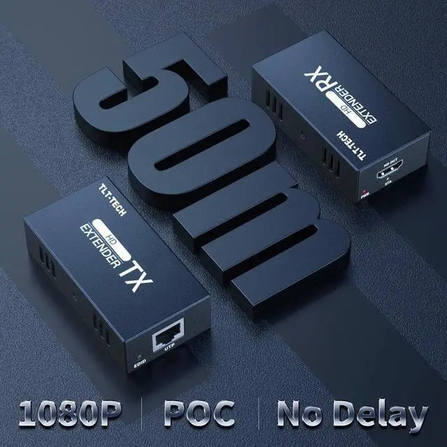 Main image of TLT-TECH HDMI-Compatible Over Cat5/6 Extender up to 164ft (50m) 1080P@60Hz Support 3D POC EDID functions