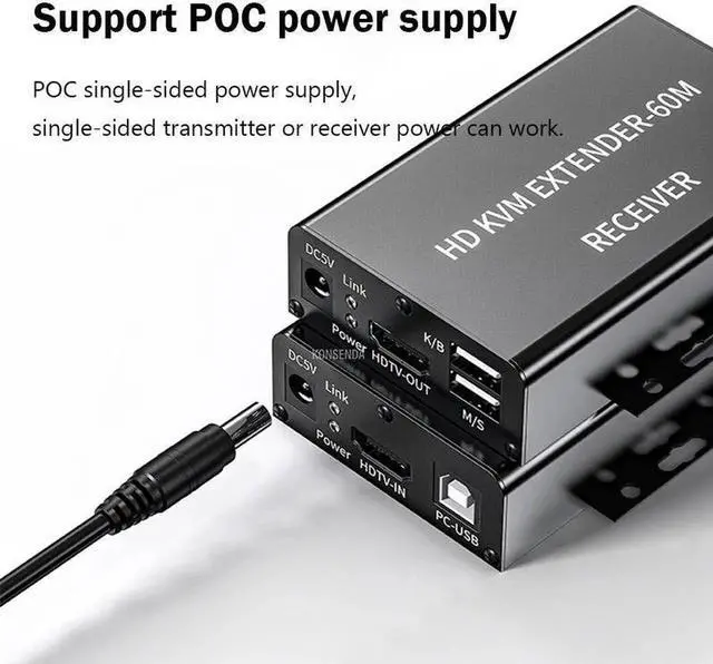 Alt view image 4 of 6 - New Upgrade 60M HDMI KVM Extender with Dual HDMI Out 1080P HDMI KVM Extender over Single Cat5e/6 RX Support Connect 2 Monitors