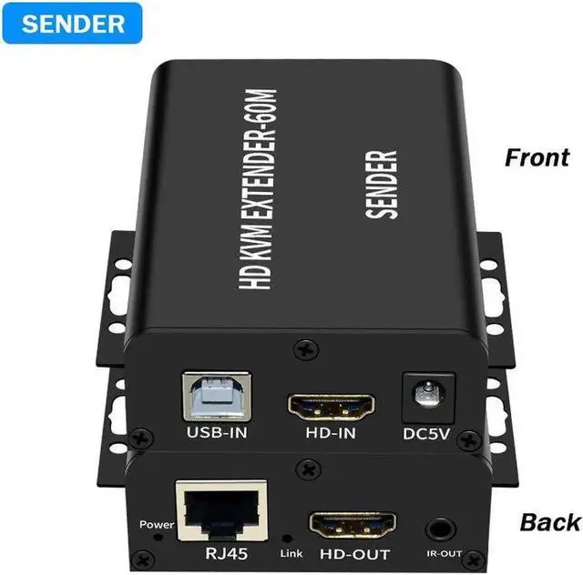 Alt view image 5 of 6 - New Upgrade 60M HDMI KVM Extender with Dual HDMI Out 1080P HDMI KVM Extender over Single Cat5e/6 RX Support Connect 2 Monitors