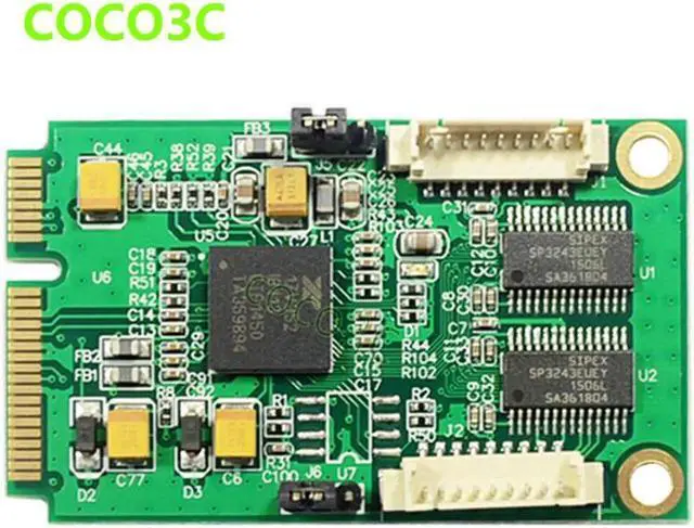 Alt view image 4 of 5 - Mini PCIe To 2 RS-232 Ports adapter for Mini ITX motherboard Mini PCI express 2 Serial DB9 Ports Controller Card