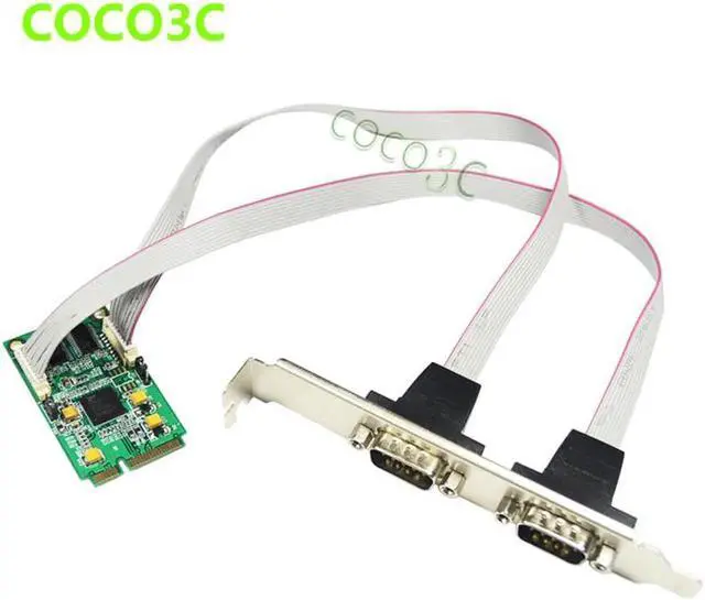 Main image of Mini PCIe To 2 RS-232 Ports adapter for Mini ITX motherboard Mini PCI express 2 Serial DB9 Ports Controller Card