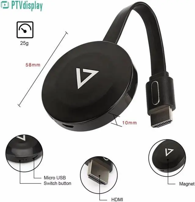 Alt view image 2 of 6 - PTV WiFi Display Dongle Adapter Receiver HDTV Projector Support Miracast DLNA AirPlay for 1080P HD TV Tuner Stick Tablet