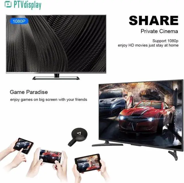 Alt view image 5 of 6 - PTV WiFi Display Dongle Adapter Receiver HDTV Projector Support Miracast DLNA AirPlay for 1080P HD TV Tuner Stick Tablet